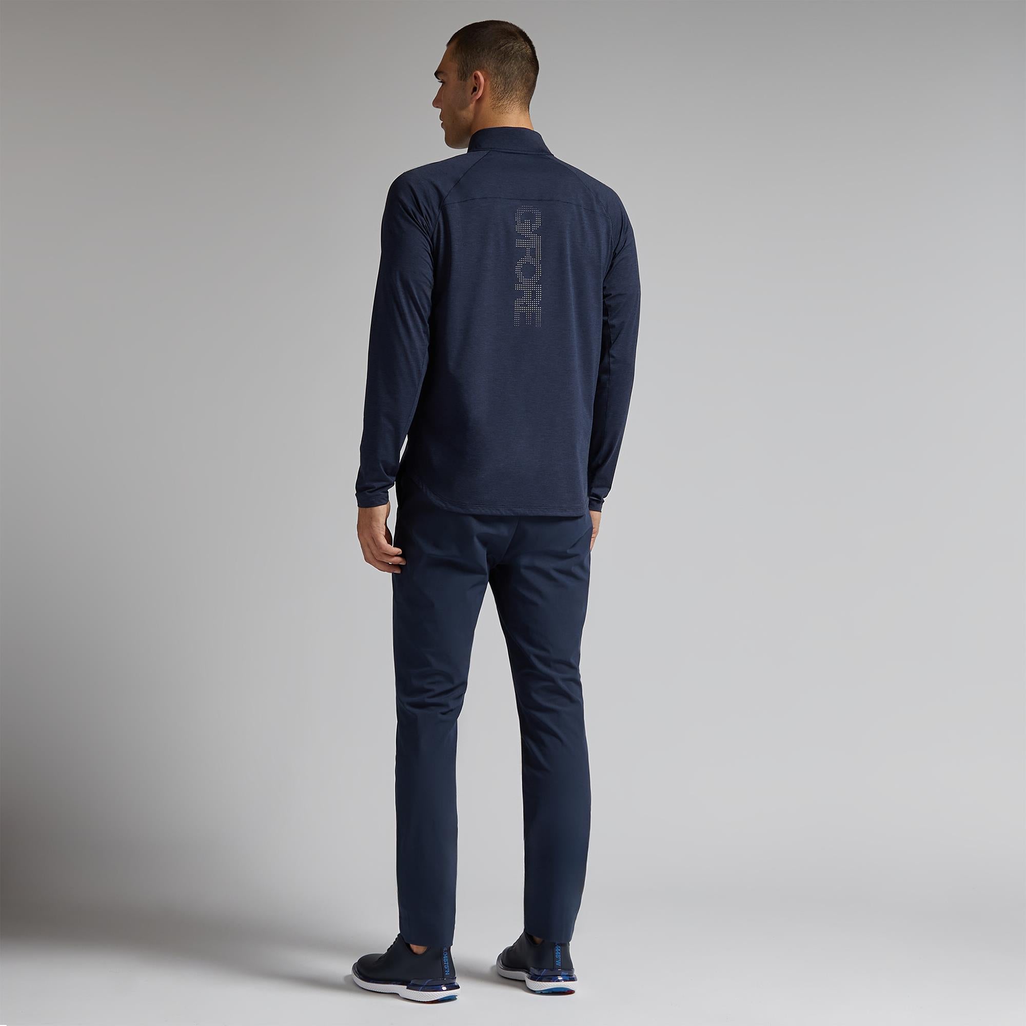 G/FORE Italian Tech Melange Raglan Quarter Zip Mens Golf Mid Layer Twilight Melange
